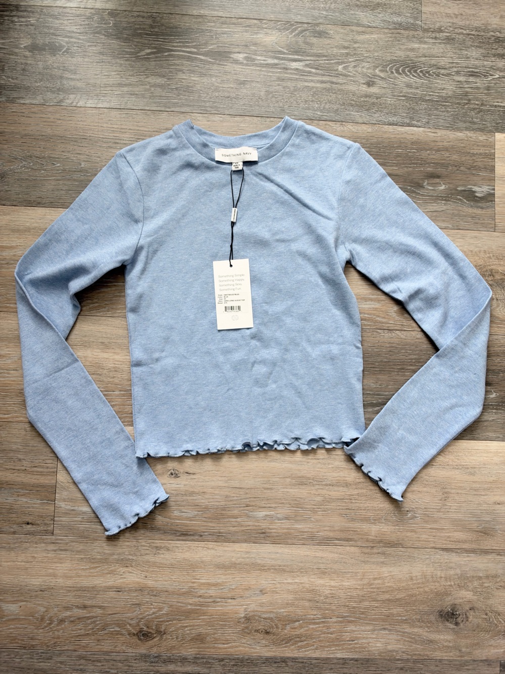 NWT Something Navy Sara long sleeve top sz XS